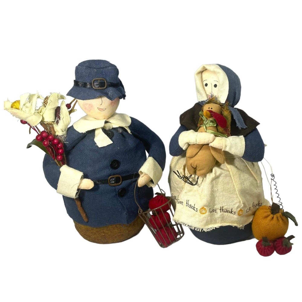 Fall Decor Farmhouse Stuffed Standing Colonial Women Thanksgiving People Turkey